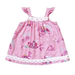 🐞3/$22 Janie And Jack Girls Pink Tropical Resort Dress Size 0-3 Months